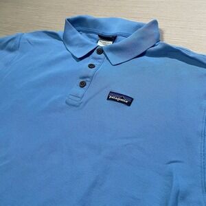 Patagonia Men's Blue Polo Shirt Casual Golf Casual Logo Organic Cotton Sz XL